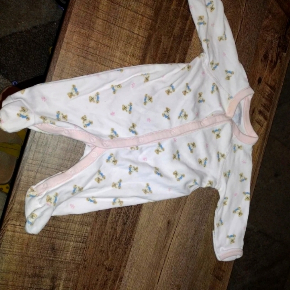 Ralph Lauren teddy bear newborn footed pajamas